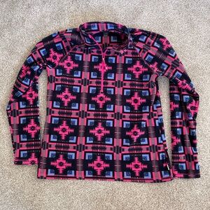 Eddie Bauer Women's Pink and Black Fleece Top